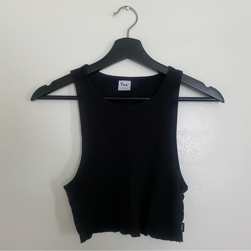 TNA Black Ribbed Cropped Tank